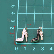 Load image into Gallery viewer, 4Pcs 14*18mm Four Color Alloy Metal Drop Oil High Heels Charms Pendant For DIY Bracelet Necklace Jewelry Making