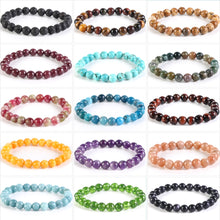 Load image into Gallery viewer, 6mm Natural Stone Bracelet Tiger Eye Lava Amethysts Turquoises Moonstone Crystal Bracelet For Men Women Jewelry Gift Healing Energy