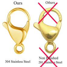 Load image into Gallery viewer, 20pcs/lot 18K Gold Plated Stainless Steel Lobster Clasp DIY Jewelry Finding Supplies 9-15mm Bracelet Necklace Making Clasps