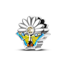 Load image into Gallery viewer, 925 Sterling Silver Colorful Lovely Pets Cat Dangle Sunflower Butterfly Sloth Charms Beads Fit Pandora Bracelet Necklace Jewelry