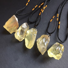 Load image into Gallery viewer, Natural Yellow Citrine Quartz Crystal Point Pendant Reiki Healing Mineral Rock Rough Ore Chakra Stone Pendulum Necklace Jewelry