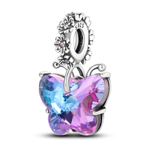 Load image into Gallery viewer, 925 Sterling Silver Colorful Lovely Pets Cat Dangle Sunflower Butterfly Sloth Charms Beads Fit Pandora Bracelet Necklace Jewelry