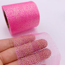 Load image into Gallery viewer, 6cm*5Yards Symphony Silver Dot Mesh Curly Rainbow Tulle Bow Accessories Gift DIY Craft Party Wedding Christmas Decoration Pink