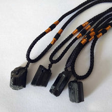Load image into Gallery viewer, Rough Natural Black Tourmaline Quartz Crystal Point Pendant Healing Energy Gem