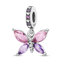 Load image into Gallery viewer, 925 Sterling Silver Colorful Lovely Pets Cat Dangle Sunflower Butterfly Sloth Charms Beads Fit Pandora Bracelet Necklace Jewelry