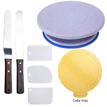 Load image into Gallery viewer, 6Pcs/Set Plastic Cake Turntable Rotating Cake Plastic Dough Pastry Decorating Cream Stand Rotary Table DIY Pan Baking Tool