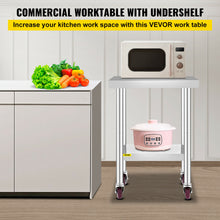 Load image into Gallery viewer, VEVOR Stainless Steel Kitchen Worktable shelves Commercial Work Bench Table with Caster Wheels for Home Restaurant Storage