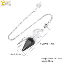 Load image into Gallery viewer, CSJA Crystals Moon Pendant Pendulum for Divination Dowsing Natural Stone Dowsing Reiki Pink Quartz Pendulos Healing Jewelry S965