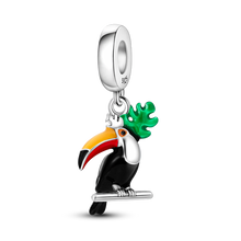 Load image into Gallery viewer, 925 Sterling Silver Colorful Lovely Pets Cat Dangle Sunflower Butterfly Sloth Charms Beads Fit Pandora Bracelet Necklace Jewelry