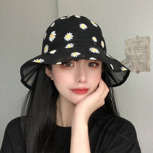 Load image into Gallery viewer, Summer Double-Sided Daisy Bucket Hats Women's Embroidery Hip Hop Panama Bob Caps Folded Beach Sun Fisherman Hat for Ladies Mens