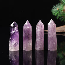 Load image into Gallery viewer, 60-70mm Natural Brazilian Amethyst Quartz Crystal Point Obelisk Hexagonal Wand
