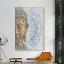 Load image into Gallery viewer, Gold Buddha Portrait Canvas Painting Modern Mandala Buddha Art Print Poster Wall Art Picture Bedroom Meditation Room Decor