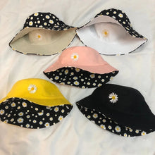 Load image into Gallery viewer, Summer Double-Sided Daisy Bucket Hats Women's Embroidery Hip Hop Panama Bob Caps Folded Beach Sun Fisherman Hat for Ladies Mens
