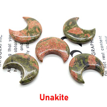 Load image into Gallery viewer, 30MM Moon Shape Statue Natural Crystal Stone Colorfull Mascot Meditation Reiki Healing Polished Gem Collection Home Decoration