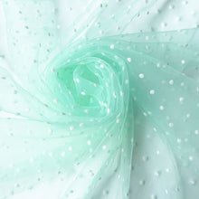 Load image into Gallery viewer, White Khaki Flocked Polka Dot Mesh Tulle Fabric High Quality Polyester Stretch DIY Dress Wedding Decoration Puff Skirt Net Cloth