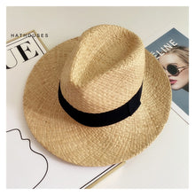 Load image into Gallery viewer, 2023 Summer Natural Raffia Straw Hat Large Wide Brim Sun Hats for Women Panama Ladies UPF Travel Holiday Beige Beach Floppy Hat