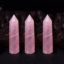 Load image into Gallery viewer, Raw Natural Pink Rose Quartz Crystal Point Wand Hexagonal 40-90mm