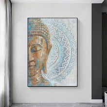 Load image into Gallery viewer, Gold Buddha Portrait Canvas Painting Modern Mandala Buddha Art Print Poster Wall Art Picture Bedroom Meditation Room Decor