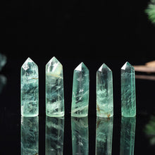 Load image into Gallery viewer, 60-70mm AAA Natural Green Fluorite Quartz Crystal Stone Hexagonal Wand Healing Point Obelisk Meditation Treatment Gemstone Decor