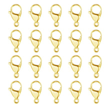 Load image into Gallery viewer, 20pcs/lot 18K Gold Plated Stainless Steel Lobster Clasp DIY Jewelry Finding Supplies 9-15mm Bracelet Necklace Making Clasps
