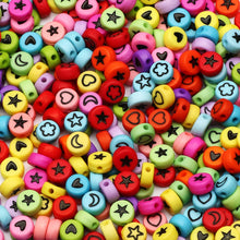 Load image into Gallery viewer, 200/300Pcs Mixed Charm Heart Acrylic Beads Flat Round Loose Spacer Beads For Needlework Diy Jewelry Making Bracelet Necklace