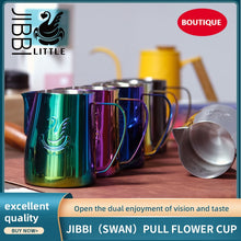 Load image into Gallery viewer, JIBBI Milk Steaming Frothing Pitcher Stainless Steel Non-Stick Milk Jug Pull Flower Cup Perfect for Coffee Cappuccino Latte Art