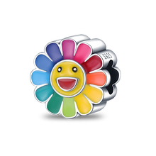 Load image into Gallery viewer, 925 Sterling Silver Colorful Lovely Pets Cat Dangle Sunflower Butterfly Sloth Charms Beads Fit Pandora Bracelet Necklace Jewelry