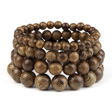 Load image into Gallery viewer, 6/8/10/12mm Men Vintage Bracelet Original Wooden Beads Meditation Prayer Buddha Stretch Bracelets&Bangle Women Yoga Jewelry Gift