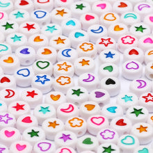 Load image into Gallery viewer, 200/300Pcs Mixed Charm Heart Acrylic Beads Flat Round Loose Spacer Beads For Needlework Diy Jewelry Making Bracelet Necklace