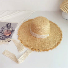 Load image into Gallery viewer, 2023 Summer Natural Raffia Straw Hat Large Wide Brim Sun Hats for Women Panama Ladies UPF Travel Holiday Beige Beach Floppy Hat