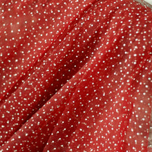 Load image into Gallery viewer, White Khaki Flocked Polka Dot Mesh Tulle Fabric High Quality Polyester Stretch DIY Dress Wedding Decoration Puff Skirt Net Cloth
