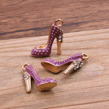 Load image into Gallery viewer, 4Pcs 14*18mm Four Color Alloy Metal Drop Oil High Heels Charms Pendant For DIY Bracelet Necklace Jewelry Making