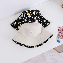 Load image into Gallery viewer, Summer Double-Sided Daisy Bucket Hats Women's Embroidery Hip Hop Panama Bob Caps Folded Beach Sun Fisherman Hat for Ladies Mens