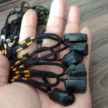 Load image into Gallery viewer, Rough Natural Black Tourmaline Quartz Crystal Point Pendant Healing Energy Gem