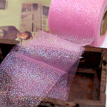 Load image into Gallery viewer, 6cm*5Yards Symphony Silver Dot Mesh Curly Rainbow Tulle Bow Accessories Gift DIY Craft Party Wedding Christmas Decoration Pink
