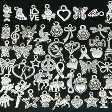 Load image into Gallery viewer, 100pcs Tibetan Silver Mixed Pendant Animals Charms Beads for Jewelry Making Bracelet DIY Earrings Necklace DIY Craft Art Charm