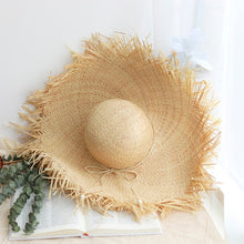 Load image into Gallery viewer, 2023 Summer Natural Raffia Straw Hat Large Wide Brim Sun Hats for Women Panama Ladies UPF Travel Holiday Beige Beach Floppy Hat