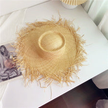 Load image into Gallery viewer, 2023 Summer Natural Raffia Straw Hat Large Wide Brim Sun Hats for Women Panama Ladies UPF Travel Holiday Beige Beach Floppy Hat