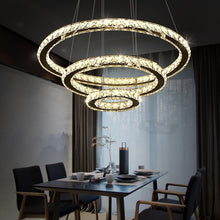 Load image into Gallery viewer, Modern Crystal Led Pendant 3 Rings Crystal Lighting Fixture For Kitchen Dinning Room