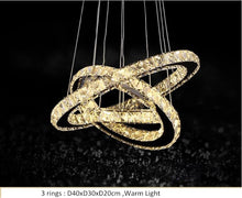 Load image into Gallery viewer, Modern Crystal Led Pendant 3 Rings Crystal Lighting Fixture For Kitchen Dinning Room