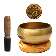 Load image into Gallery viewer, Gandhanra Handmade 3.2" Tibetan Singing Bowl Set With Cross Vajra Symbol