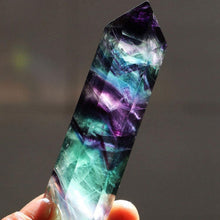 Load image into Gallery viewer, Night Lights Natural Hexagonal Crystal Quartz Healing Fluorite Wand Stone