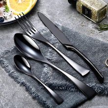 Load image into Gallery viewer, 24Pcs/set Stainless Steel Black Cutlery Set 16Pcs/set Dinnerware Tableware