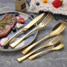 Load image into Gallery viewer, 24Pcs/set Stainless Steel Black Cutlery Set 16Pcs/set Dinnerware Tableware