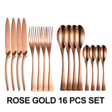 Load image into Gallery viewer, 24Pcs/set Stainless Steel Black Cutlery Set 16Pcs/set Dinnerware Tableware