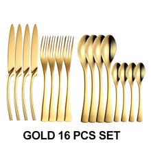 Load image into Gallery viewer, 24Pcs/set Stainless Steel Black Cutlery Set 16Pcs/set Dinnerware Tableware