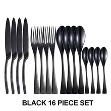 Load image into Gallery viewer, 24Pcs/set Stainless Steel Black Cutlery Set 16Pcs/set Dinnerware Tableware