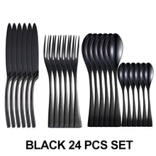 Load image into Gallery viewer, 24Pcs/set Stainless Steel Black Cutlery Set 16Pcs/set Dinnerware Tableware