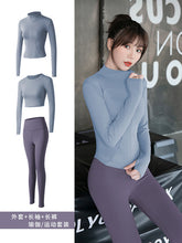 Load image into Gallery viewer, Yoga clothes women long-sleeved t-shirt jacket pants fitness suit