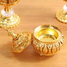 Load image into Gallery viewer, Metal Arabian Incense Burner Metal Censer Home Fragrances Diffuser Oriental Style F4A0 Golden Flower Design